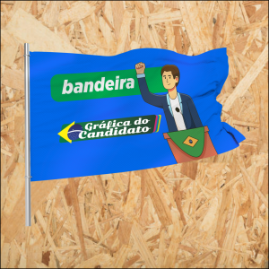 Bandeira Eleições 140x100cm - Eleições Tecido Tactel 140cm x 100cm 4X4 - Colorido Frente e Verso Sem Revestimento Refilado e Grampeado Haste Cabo de Madeira