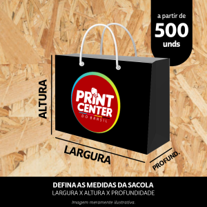 Sacola de Papel Medidas Personalizadas Papel Offset 180gr  4x0 - Parte Externa Colorida - Interno Branco - Sem Revestimento Boca e Fundo Reforçado Sem Extras